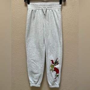 The Grinch Dr. Seuss Boy Gray Christmas Theme Sweatpants Size M